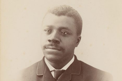 A studio portrait of Dan R. Thomas, who lived in Peterborough, New Hampshire, in the 1880s. He would have been 31 years old when this was taken.
