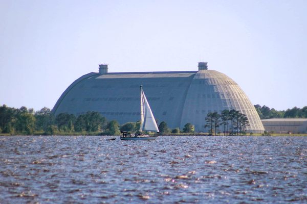 View of the hangar from the Pasquotank River.