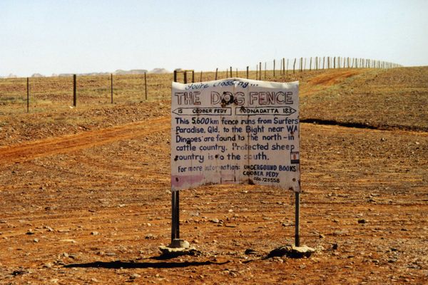 Sign announcing the Dingo Fence
