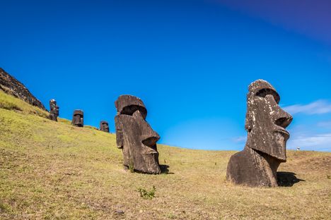 Moai sculptures on Rapa Nui.