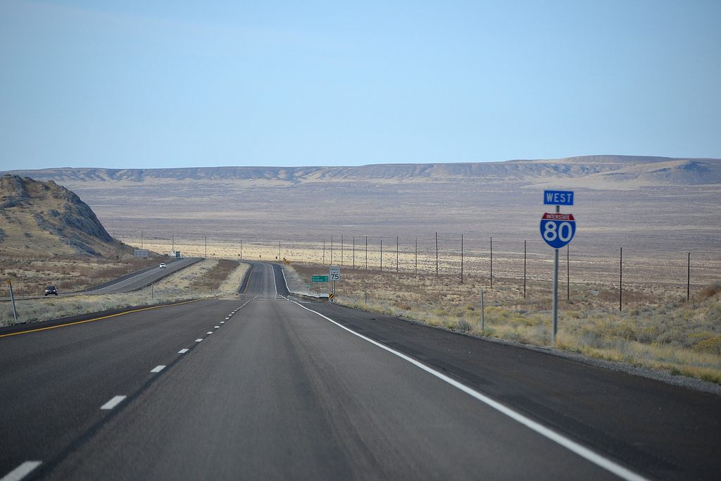 Nothing for miles: Interstate 80 in Utah.