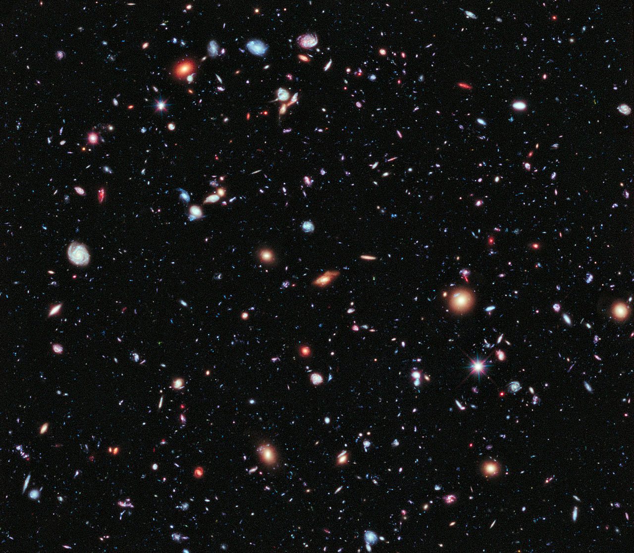 The deepest image of the universe we have, obtained by the Hubble Space Telescope in 2012.