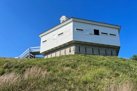 Closer view of the blockhouse.