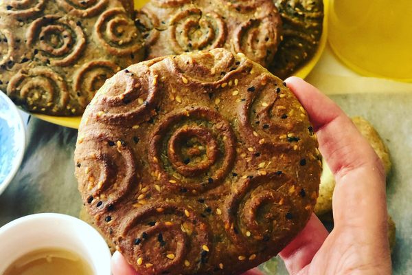 A sweet bread made with whole wheat Jordanian flour by artisan baker Ruba Asi.