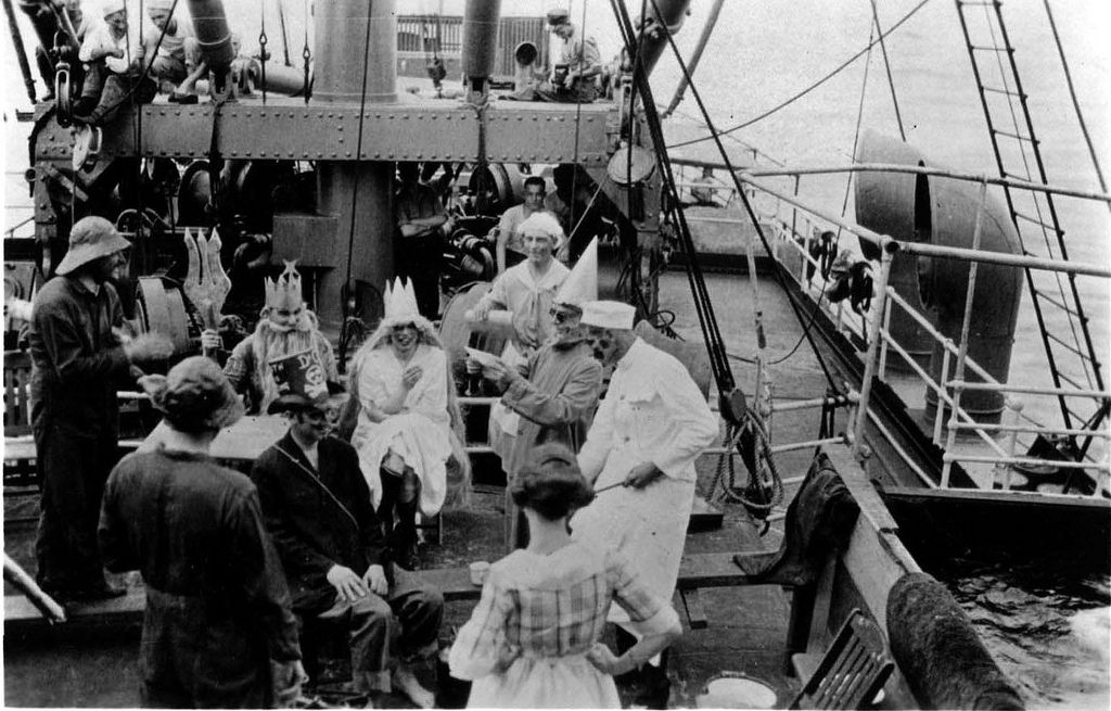 A Neptune party to celebrate crossing the equator, 1923. 