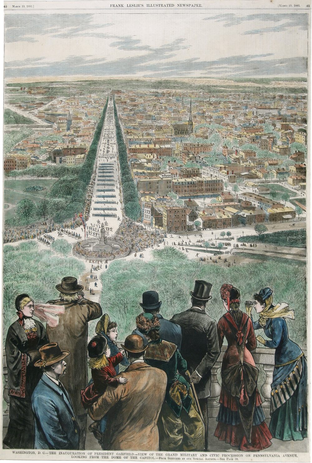 <em>The Inauguration of President Garfield—View of the Grand Military and Civic Procession on Pennsylvania Avenue Looking from the Dome of the Capitol</em>, Frank Leslie’s Illustrated Newspaper, March 19, 1881. 