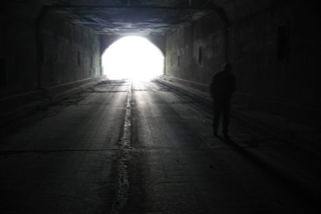 One of the darkened tunnels.