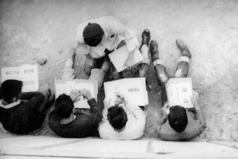 Students signing 1945 edition of Ramblings.