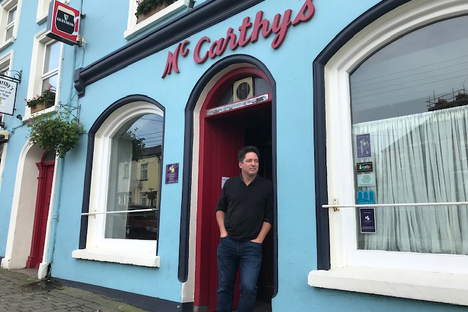 Jasper McCarthy outside of the pub established by his great-great-grandfather, Michael, in 1840. 