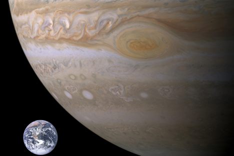 An approximate size comparison between Earth and the Great Red Spot. No, it's not watching us. 