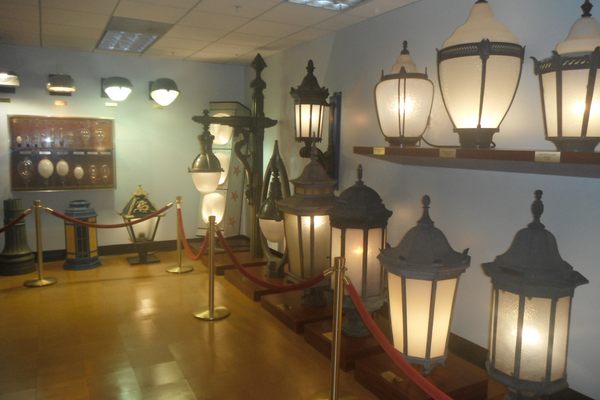 Street lights on display.