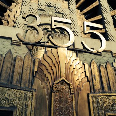 The tarnished brass main entrance.