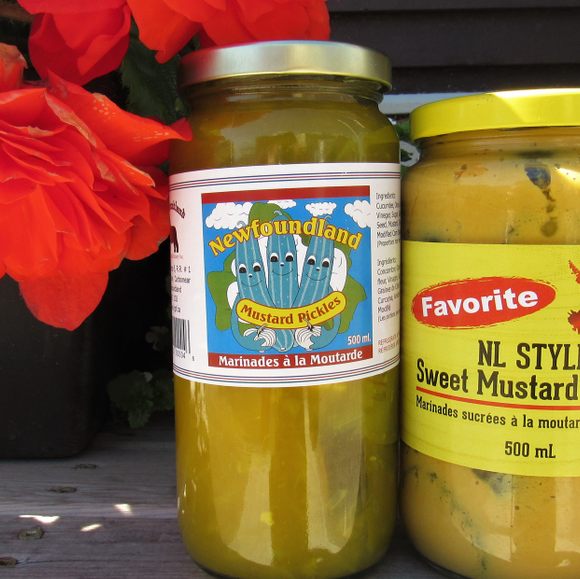 A jar of mustard pickles.