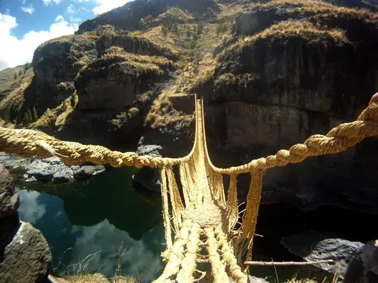 The view from the Q’eswachaka woven suspension bridge.