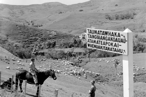 Old picture of the hill with sign