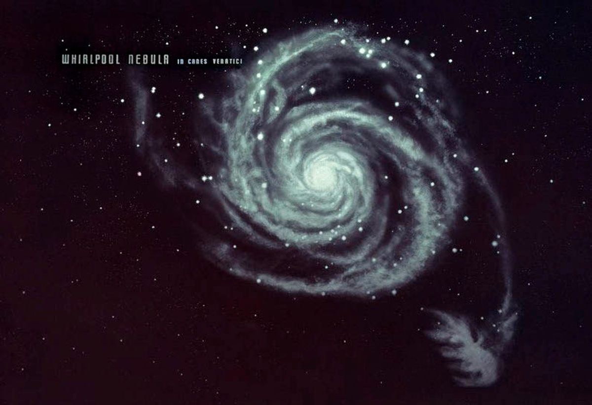 Galaxies, such as the Whirlpool Galaxy (known as M51), seen here at the Hayden, were natural fits for the black-light treatment.