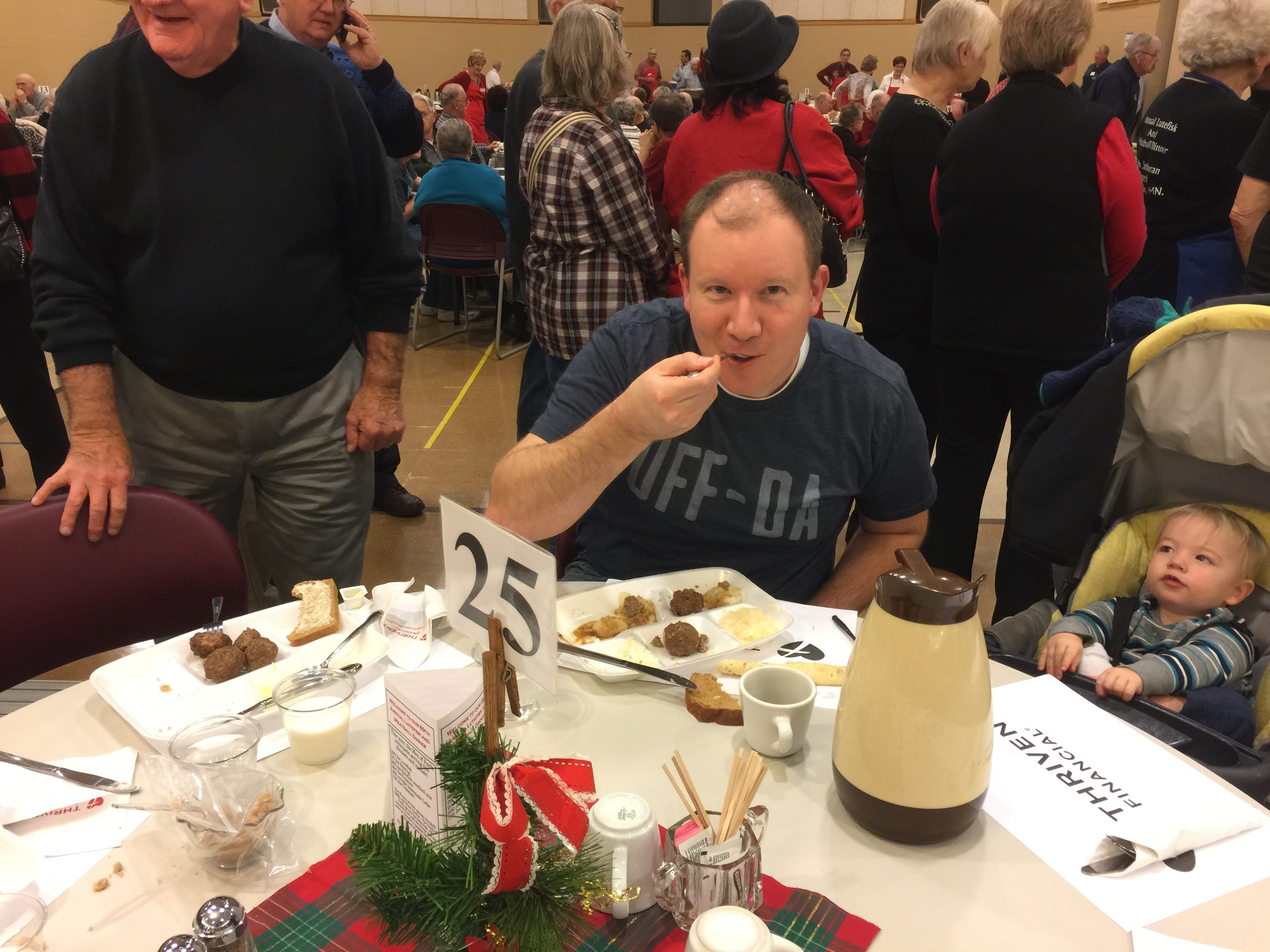 Klawiter feasts on lutefisk at a past dinner.