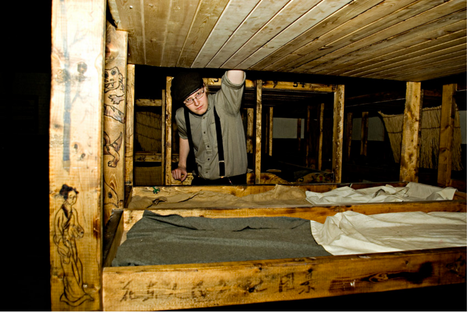 A historical reenactor in what was Burrows and Sons Chinese Laundry.