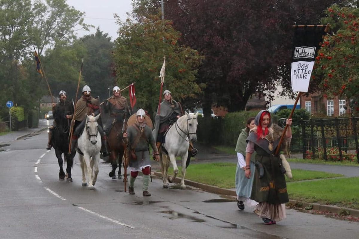 Costumed supporters often followed Kirkbride on his march.