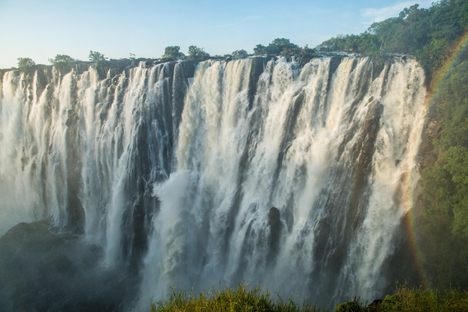 Victoria Falls, on the border of Zambia and Zimbabwe, is one of the world's largest waterfalls.