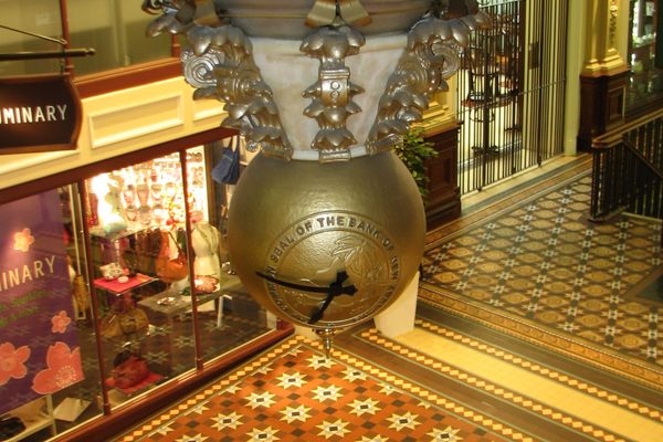 The clock when closed. The top opens to reveal an animated scene.