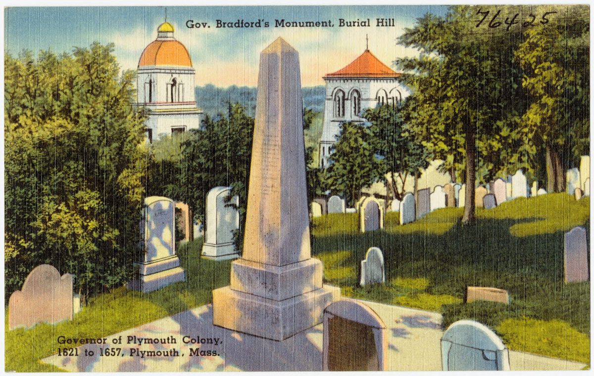 An early 20th-century postcard of Plymouth's Burial Hill.