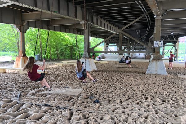 During the daytime, there are enough swings beneath the bridge that there's usually an open seat!