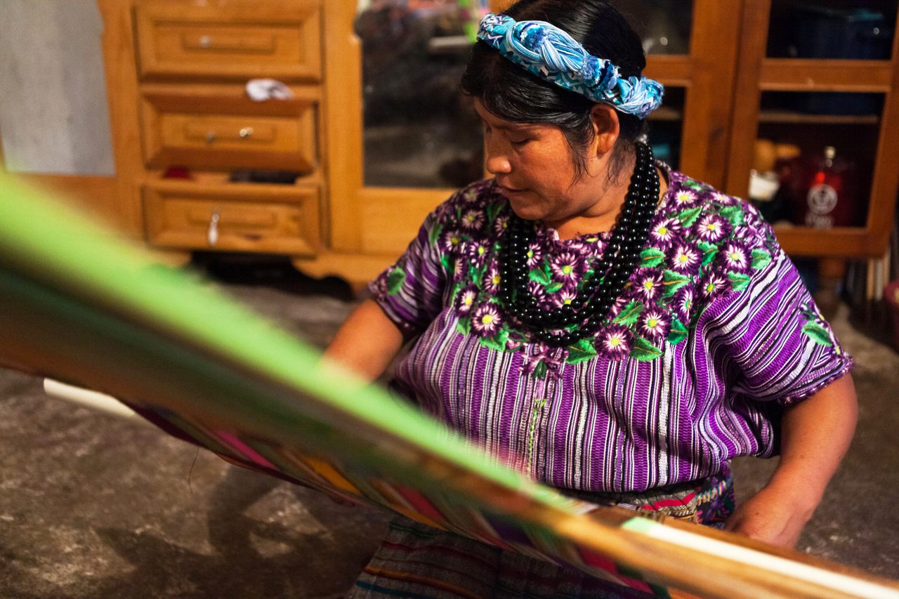 Huipil weaver Sofia Ixcot Xivir at her home in Zunil.