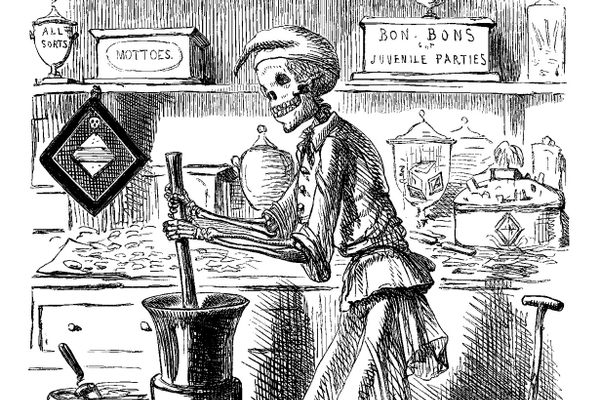 This depiction of a skull-faced candymaker was a direct response to the Bradford poisonings.