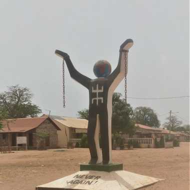 Statue viewed from the side.