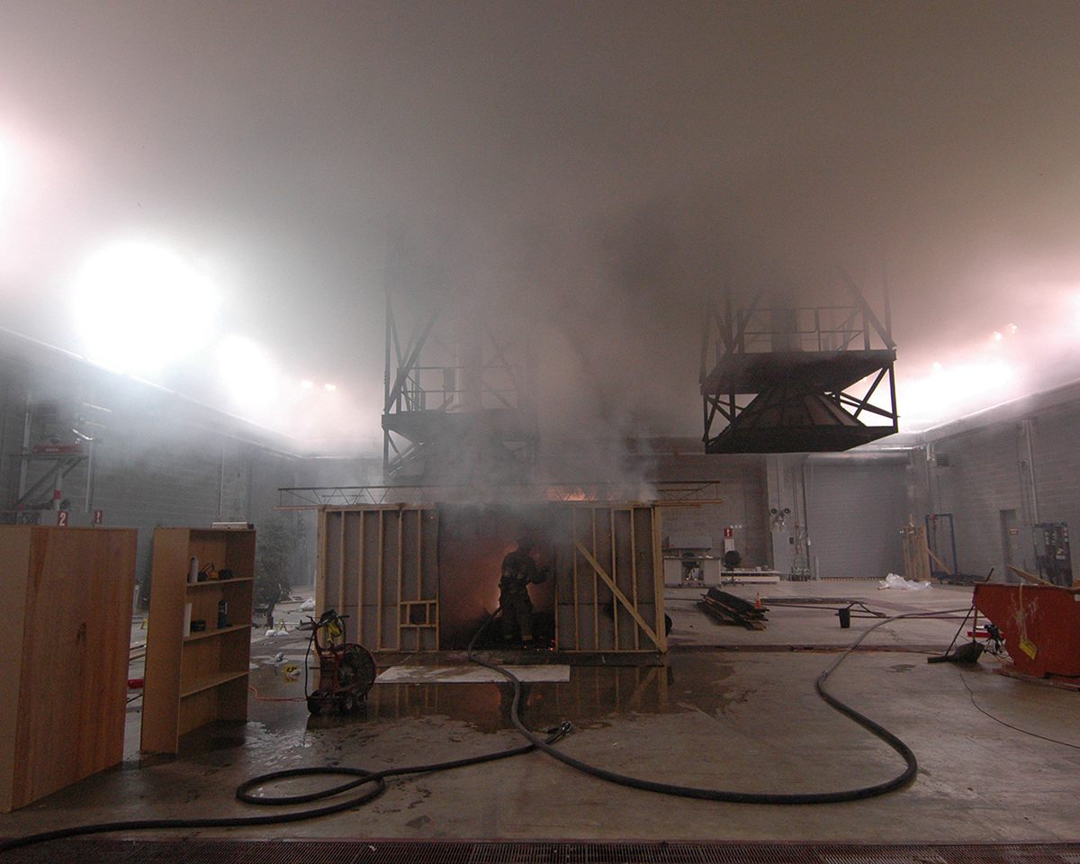 Smoke filled Medium Burn Room during testing.