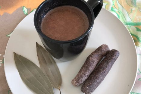 This chocolate tea was made from cocoa that was wild-crafted and traditionally prepared by small-scale farmers in Portland Parish, Northeast Jamaica.