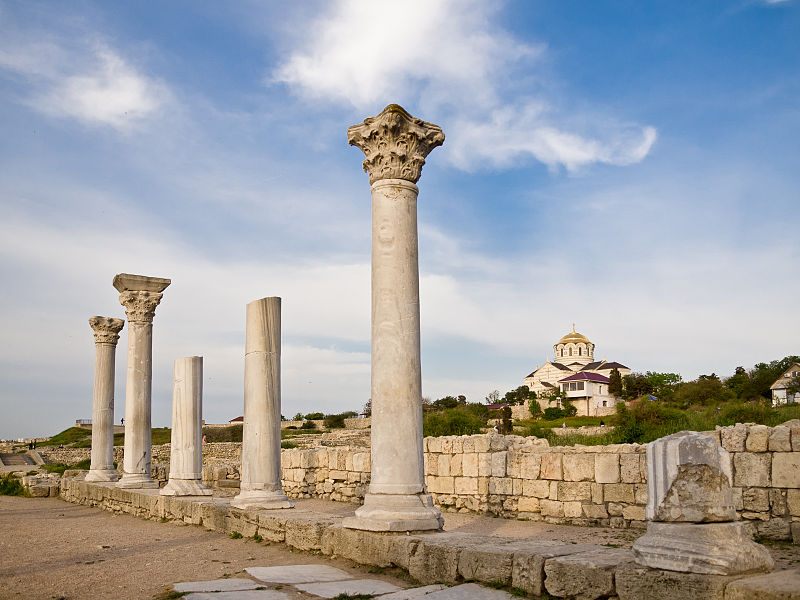 Ruins of ancient Greek colony of Chersonesos, in Crimea