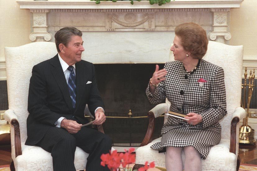 Ronald Reagan and Margaret Thatcher in 1988.