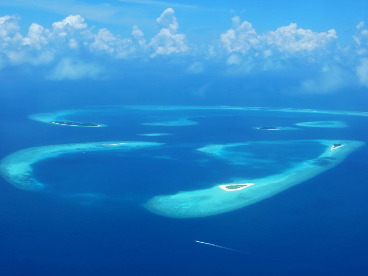 An aerial image of Baa Atoll in the Maldives, a coral island group not far from Kaashidhoo.