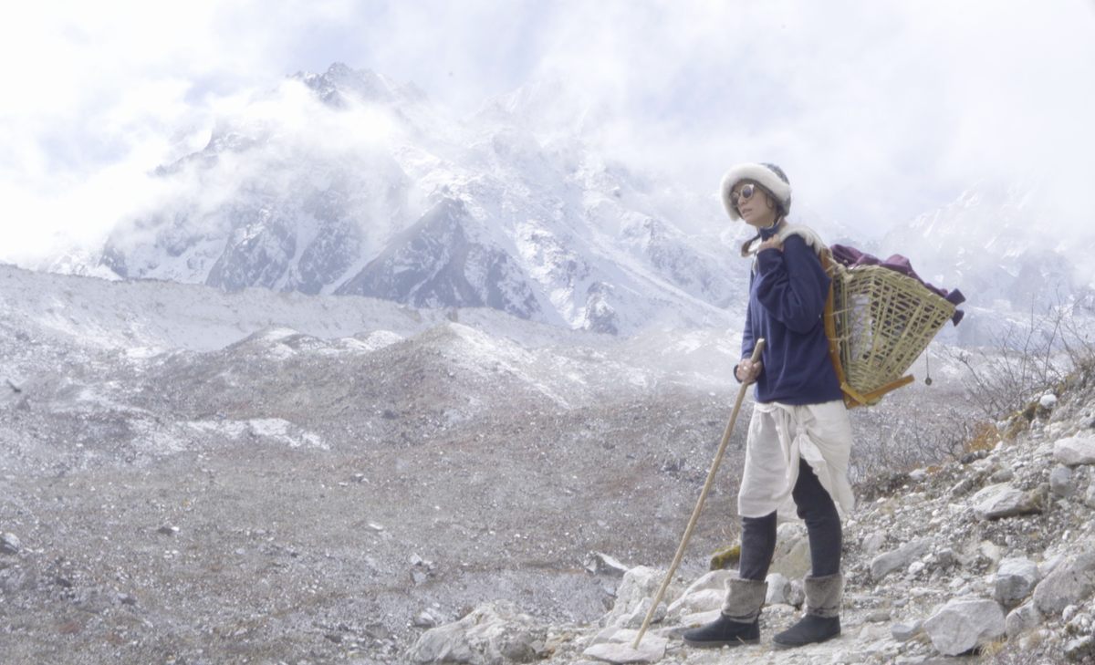 Wortley built the wooden backpack she used while retracing Alexandra David-Néel's journey from a chair she found on the street in London.