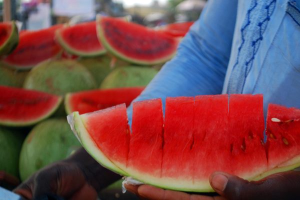 A watermelon vendor in Nigeria.