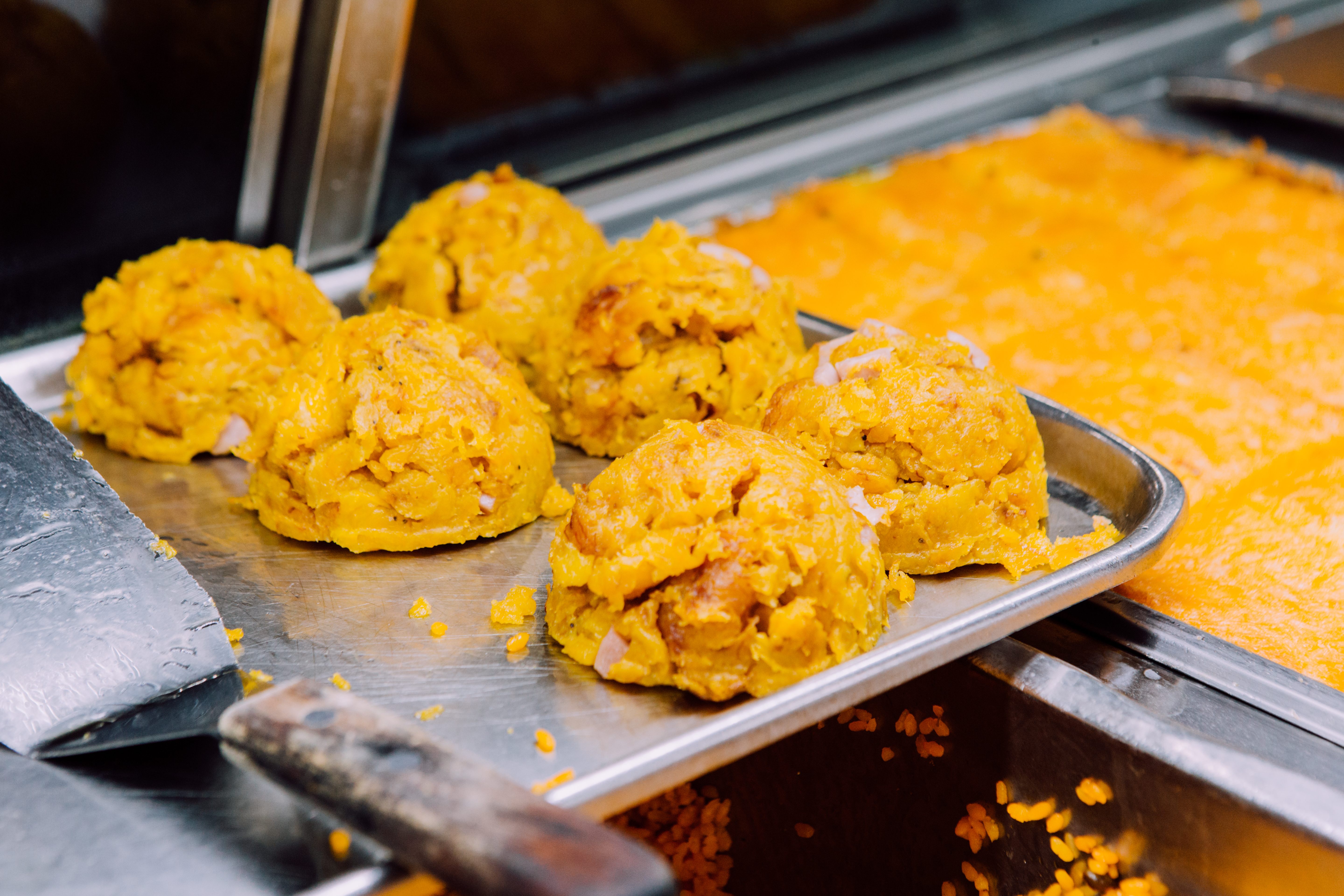 Mofongo is a dish with West African roots traditionally served as a side dish in many lechoneras. 