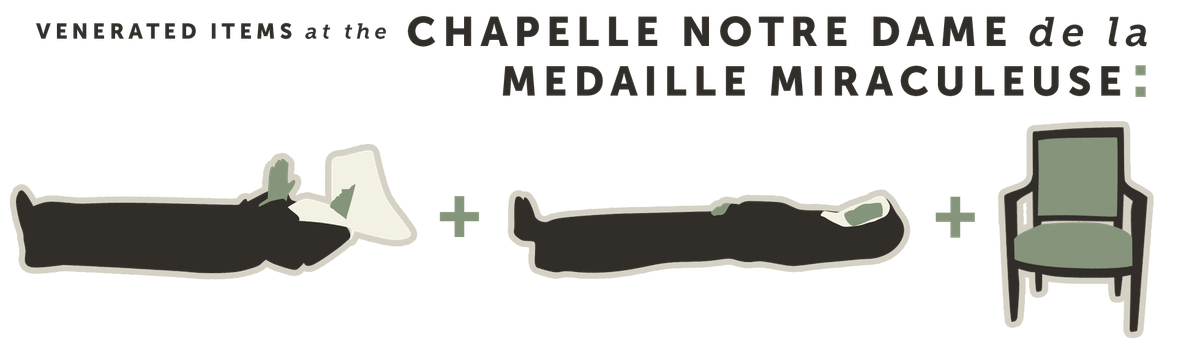 Venerated items at the Chapelle Notre Dame Medaille Miraculeuse
