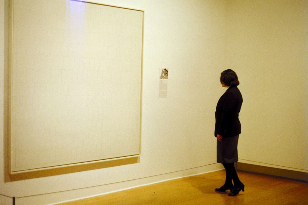A guard examines her charge at the Norton Simon Museum in Pasadena.