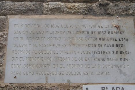 Plaque of Saint Joseph Oriol.