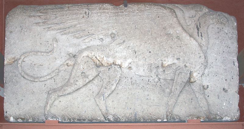 Ancient tomb stele of the griffin, Phanagoria, 3-4th BC, from the museum in Feodosiya, Crimea