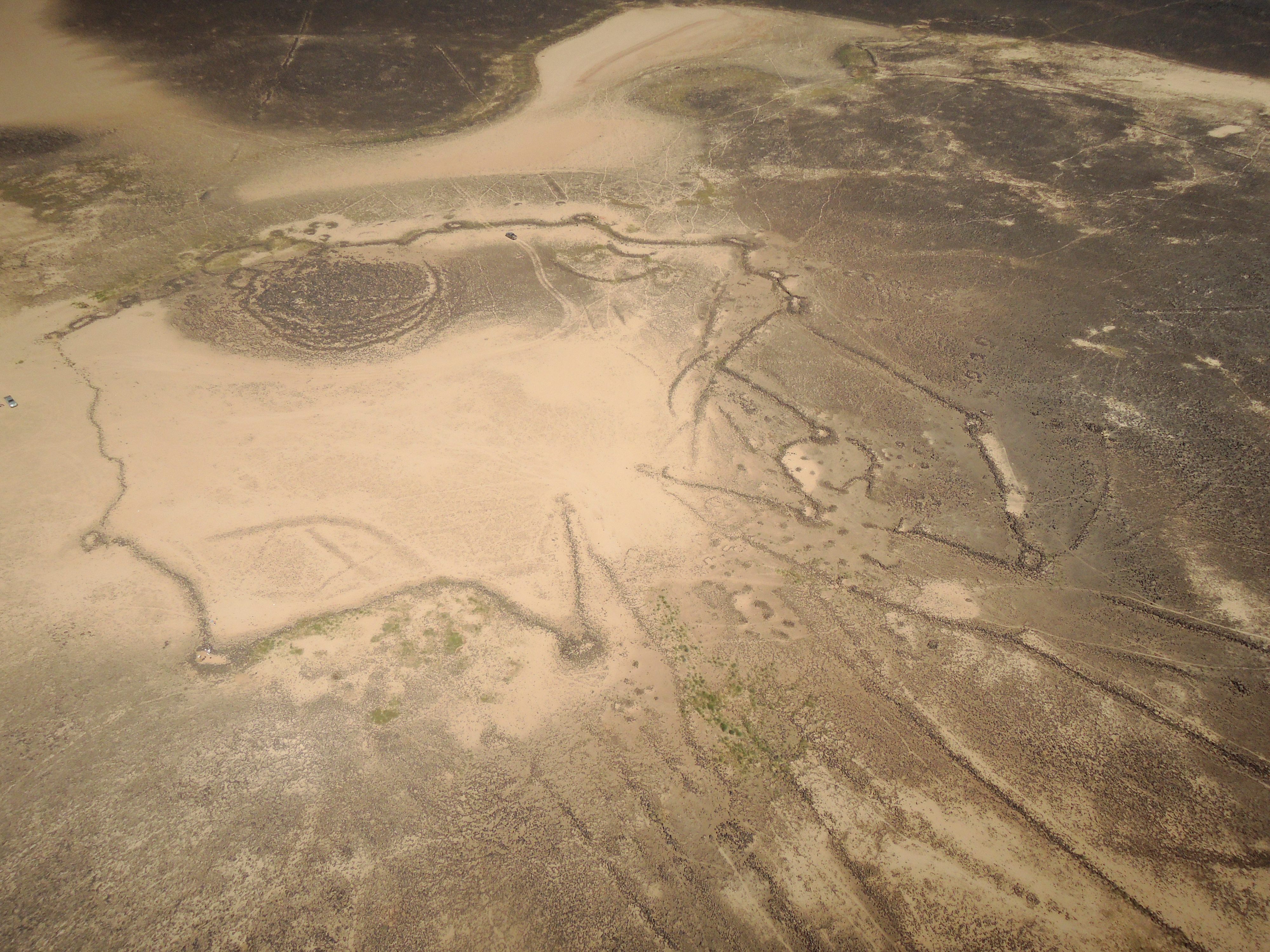 A kite from above, taken from a balloon with a camera attached.
