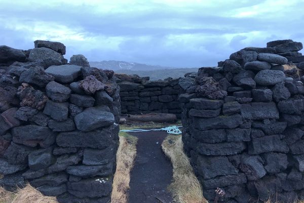 January 2018, some detritus had washed into the hut from the ocean.