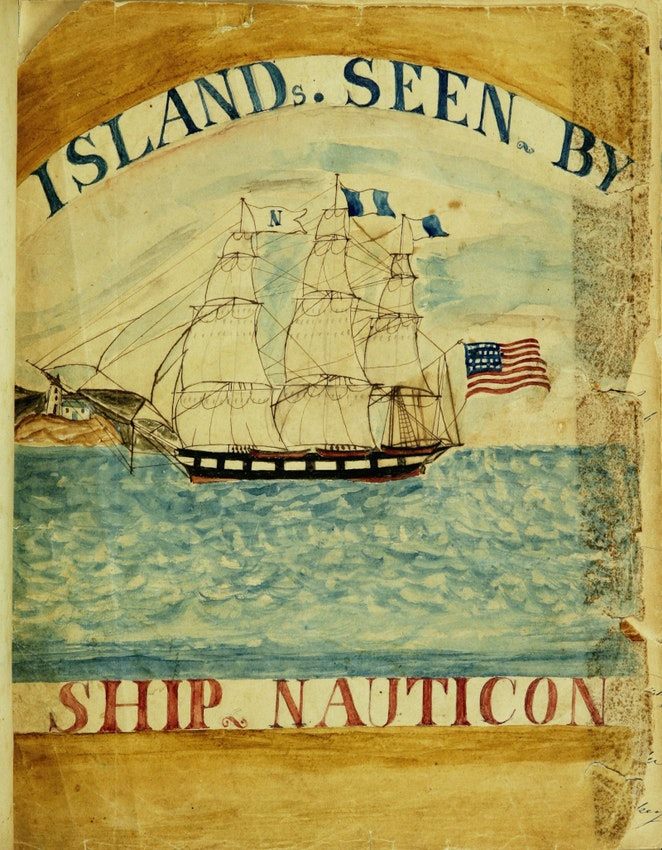 The patriotic title page of Susan C. Austin Veeder’s whaling journal.