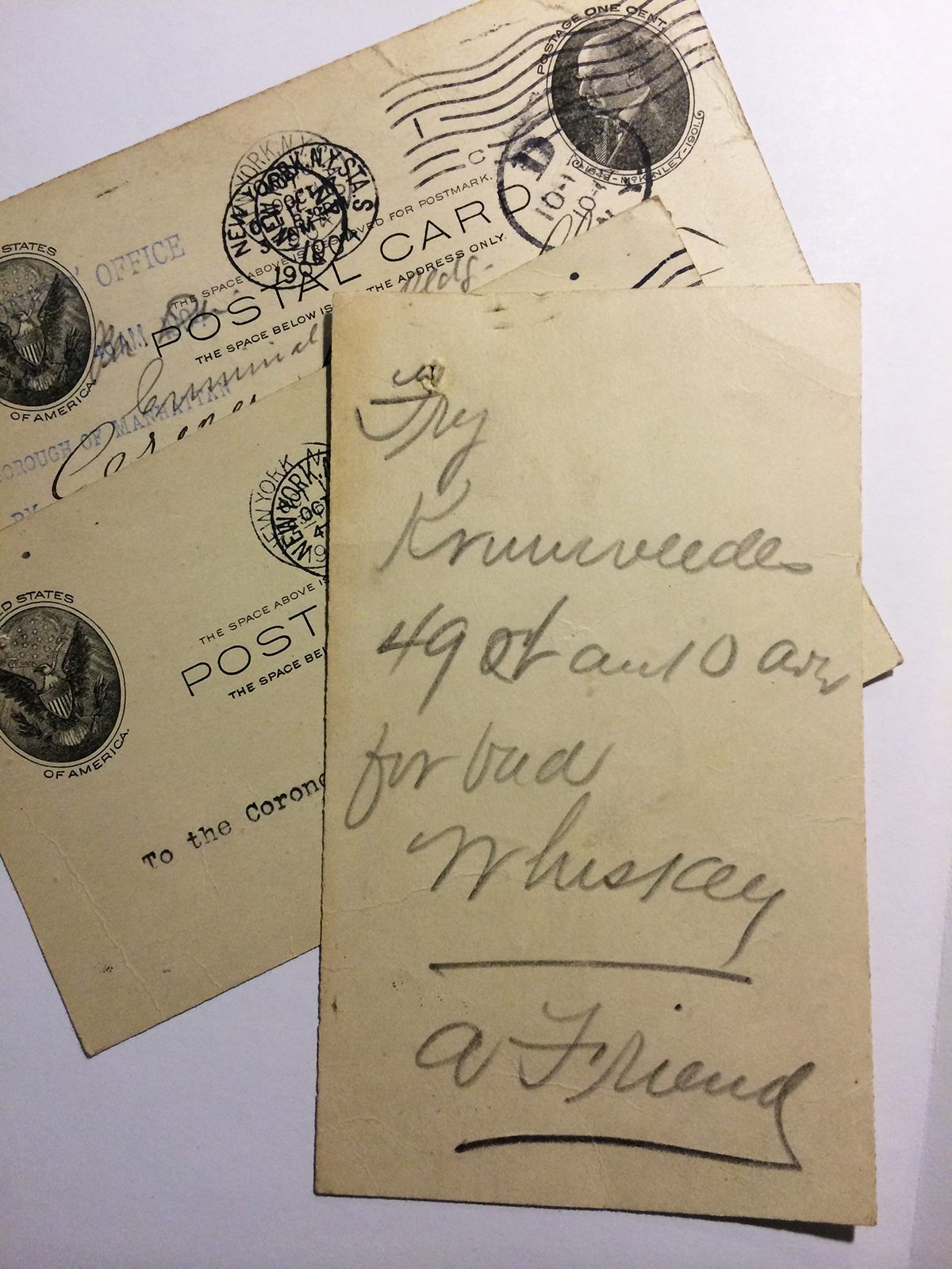 One of the anonymous notes sent to Dr.Scholer tipping him off to poisoned whiskey saloons.