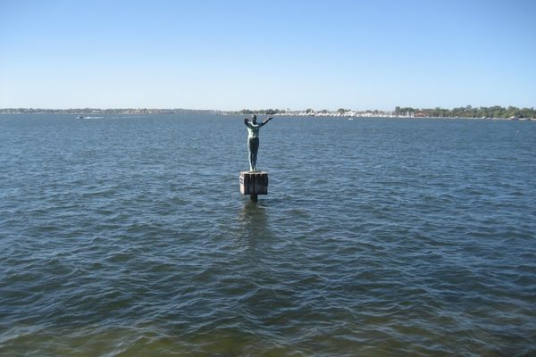 Eliza, standing in the waters of Matilda Bay
