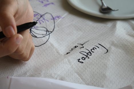 Napkins will gladly hold whatever threatens to spill over, whether that's a dribble, a scribble, or a full-fledged poem. 