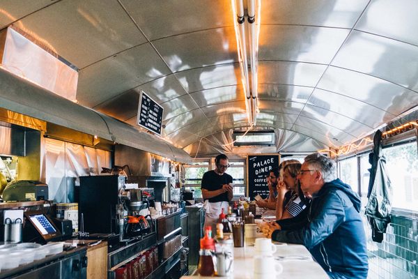 All aboard for a plate of pancakes.