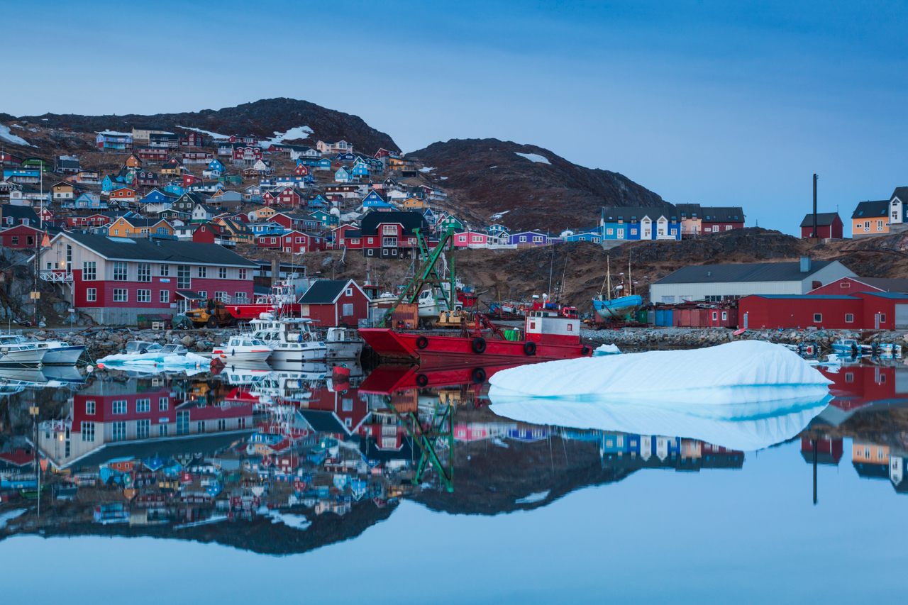The harbor of Qaqortoq, Greenland. 